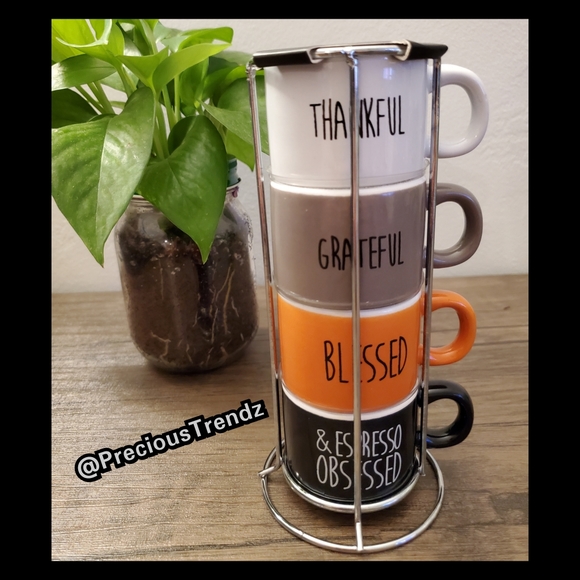Home Essentials Other - Home Essentials Set of Espresso Mugs w Metal Rack